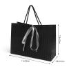2 Dark Gray Vertical-Stripe Gift Bags with Bows view 2