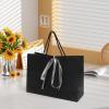 2 Dark Gray Vertical-Stripe Gift Bags with Bows view 4