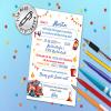 Junaversum 12 Fire Truck Birthday Invitations for Boys with 12 Envelopes view 4
