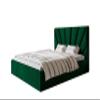 SeproMeble Slim 3 Upholstered Bed with Headboard, 140 x 200 cm, Double Bed with Storage Box and Wooden Slats, Velvet Fabric, Green view 1