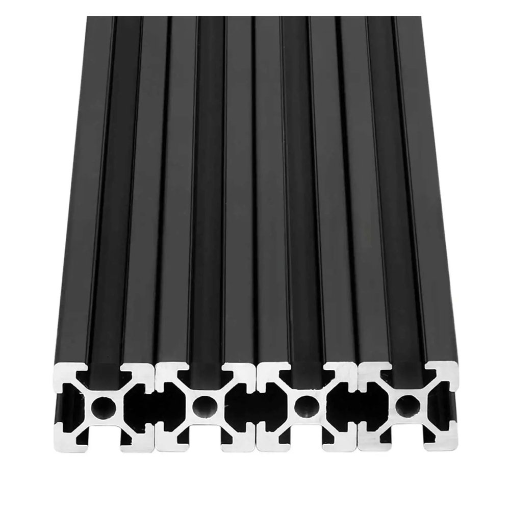 4-Piece 2020 T-Slot Aluminum Extrusion Profile, 20 x 20 mm, Anodized, 400 mm, Black