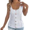 Eauptffy Women's Backless Crochet Camisole Tank Top with Buttons view 1