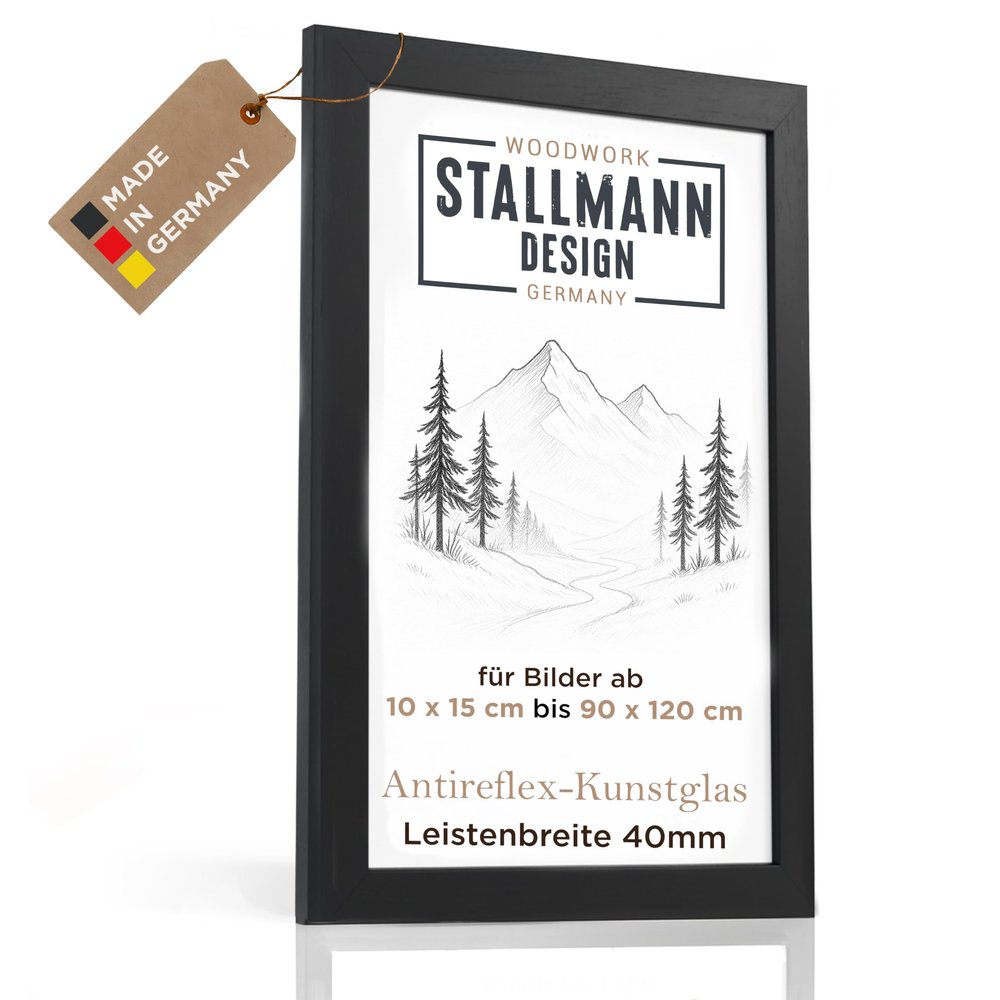 Stallmann Design 90 x 90 cm Picture Frame, Black | Anti-Glare Acrylic Glass | 40 mm Wide Frame