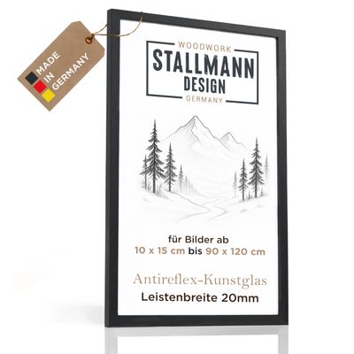 Stallmann Design Picture Frame 33 x 98 in Black | Anti-Reflective Acrylic Glazing | 20 mm-Wide Frame Molding