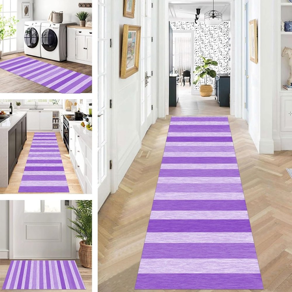 ZUZEKU Washable Non-Slip Runner Rug, Purple, 50 x 180 cm