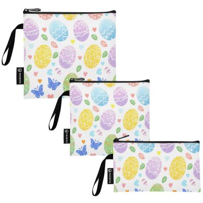 Colorful Easter Egg Reusable Sandwich Snack Bags, Multi-Purpose Lunch Bags for Camping Enthusiasts, 3-Pack