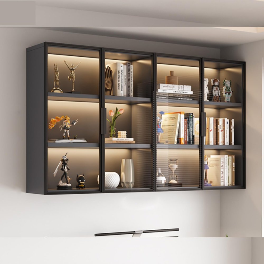 Wall-Mounted Display Cabinet with Glass Doors