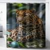 GMUKIFFY Lonely Leopard Shower Curtain, Vintage Wildlife Design, Waterproof Polyester, 183 x 183 cm view 1