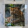 GMUKIFFY Lonely Leopard Shower Curtain, Vintage Wildlife Design, Waterproof Polyester, 183 x 183 cm view 2