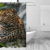 GMUKIFFY Lonely Leopard Shower Curtain, Vintage Wildlife Design, Waterproof Polyester, 183 x 183 cm view 3