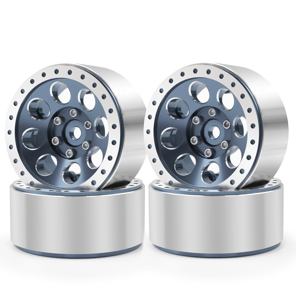 ZHRCFUN 4-Piece 1.3-Inch CNC Beadlock Wheels for Axial SCX24 and TRX4M RC Crawlers, Titanium