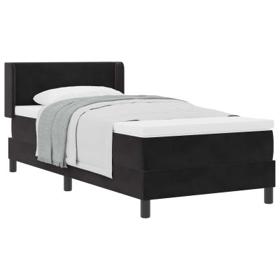 vidaXL Velvet Box Spring Bed with Headboard, Black, 200 x 100 cm