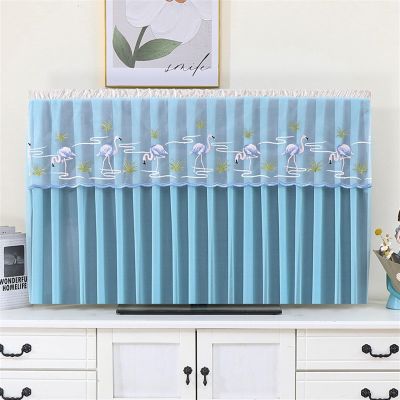 SQOYEI Semi-Open Front TV Cover, Soft Scratch-Resistant Lining, Dust Protection, Blue Flamingo, 55 Inch