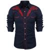 WAZHAKU Men's Embroidered Cowboy Western Shirt view 1