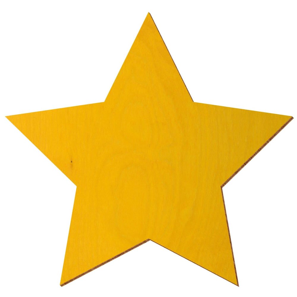 Yellow Wooden Star V3, Double-Sided, 3 mm Birch Plywood