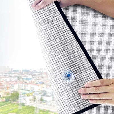 UV Protection Insulating Window Film, 9 mm, Reflective Skylight Thermal Insulation, Blackout Film with Eyelets and Suction Cup, 130 x 170 cm