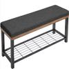 ELYSYSRL Linen Bench Cushion, Dark Gray, 130 x 45 x 3 cm view 1