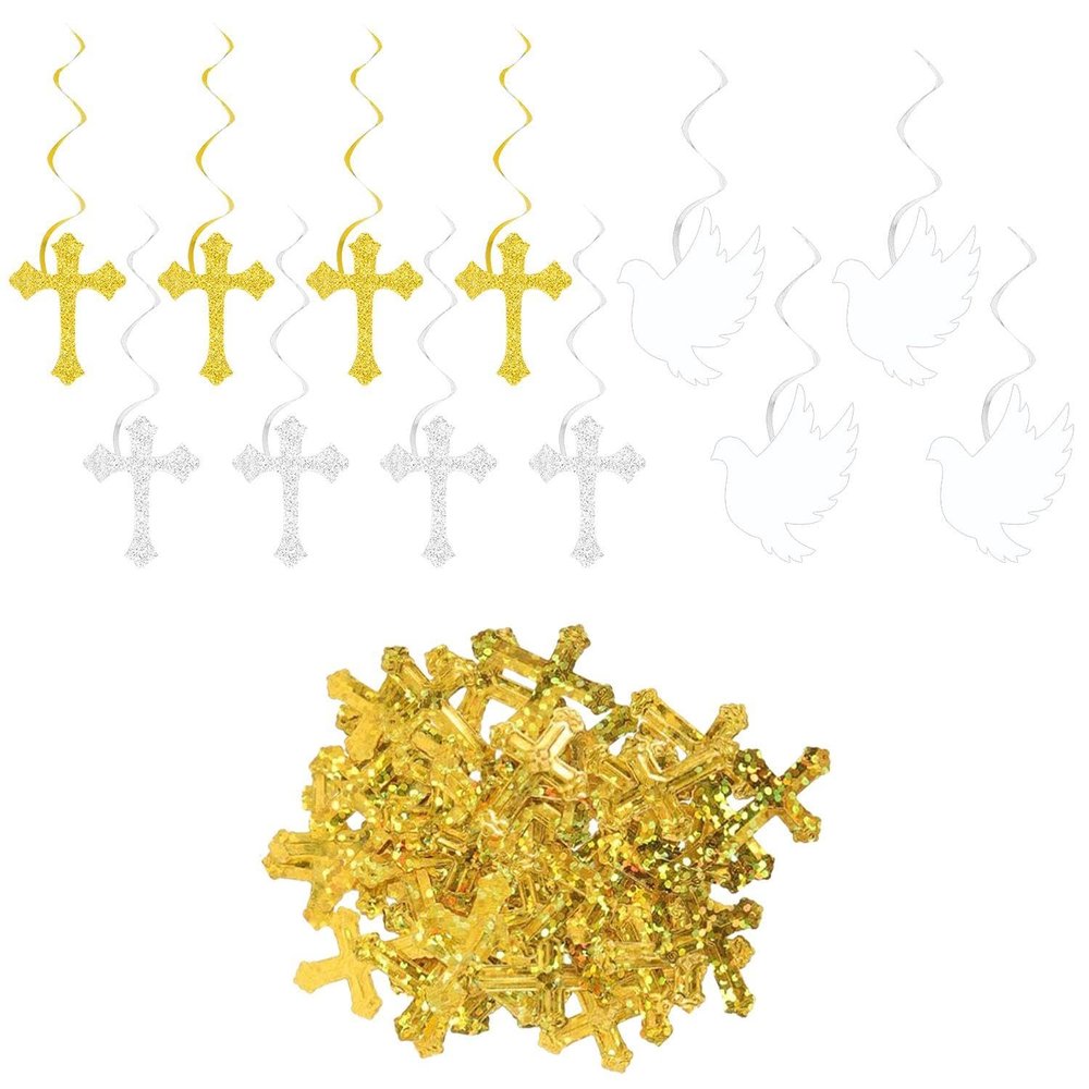 IDNVFY 12-Piece Rotating Ornaments with 15g Cross Confetti