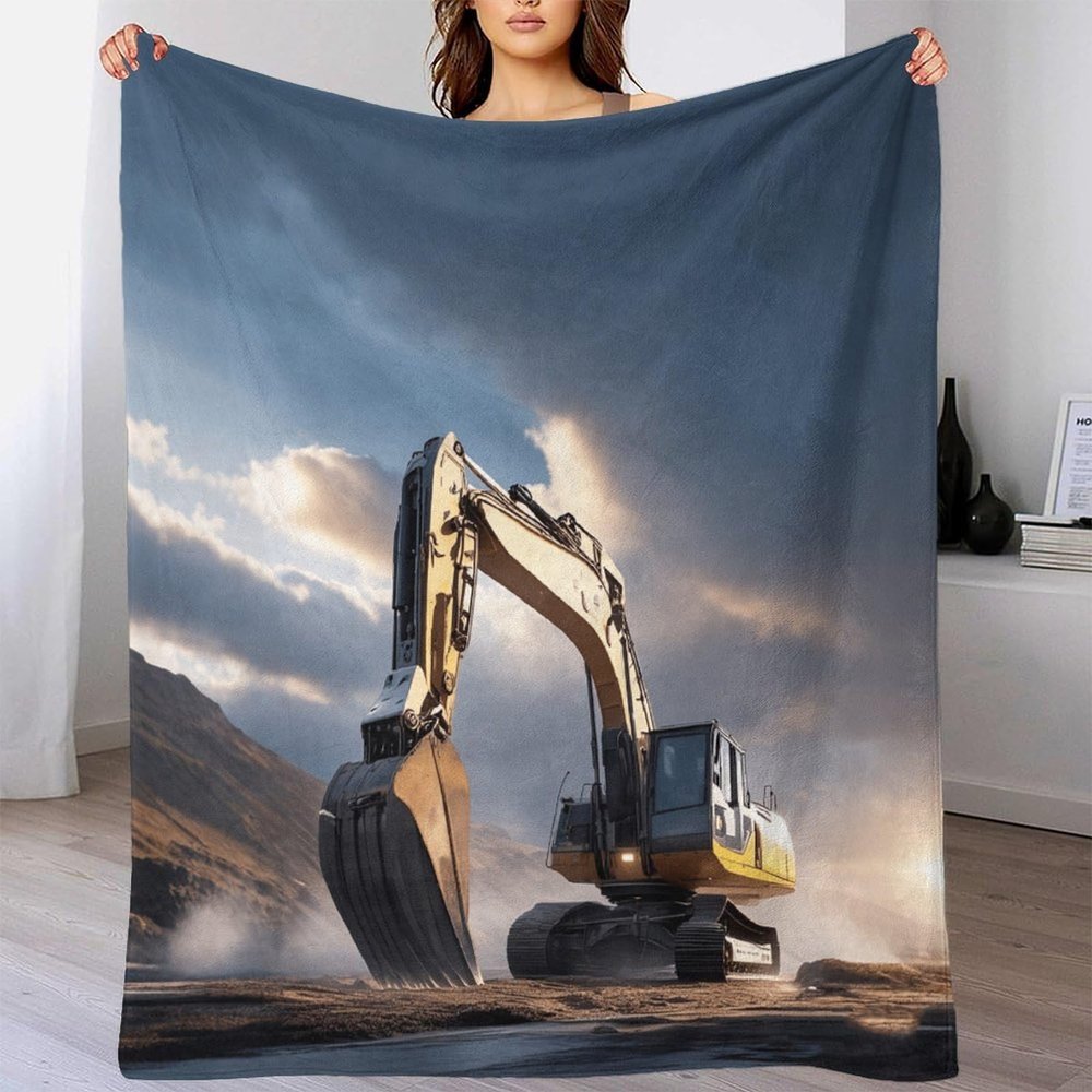 DAFUfbw Soft Excavator Throw Blanket, 60 x 80 in (150 x 200 cm), 340 GSM Flannel Fleece