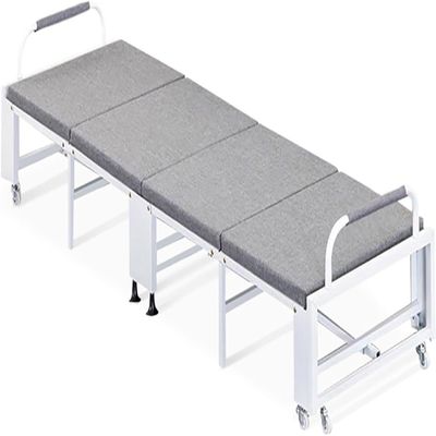 ININOSNP Memory Foam Folding Bed, Portable Single Camping/Guest Bed with Wheels, 200 x 70 x 30 cm