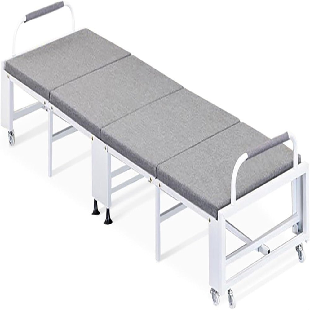 ININOSNP Memory Foam Folding Bed, Portable Single Camping/Guest Bed with Wheels, 200 x 70 x 30 cm