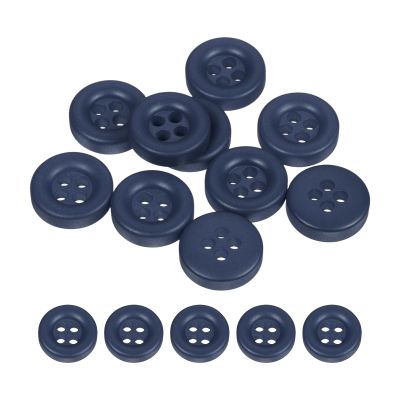 sourcing map Buttons, 11 mm, 4-Hole, Resin, Round, Dark Blue, 10-Pack