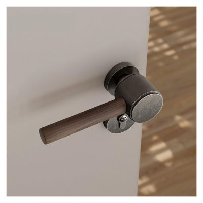 BTYKUYOO Retro Coffee Gray Chinese Walnut Wooden Door Handle Lock