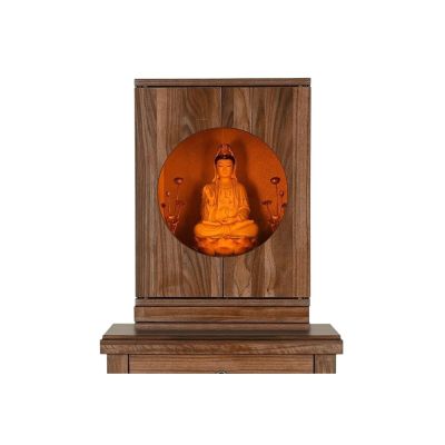 Wall-Mounted Buddhist Altar Display Stand for Guanyin and Caishen