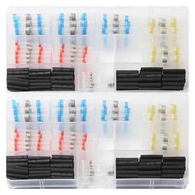 100-Piece Heat-Shrink Wire Connectors, Solder Sleeves, Fast Butt Electrical Cable Terminals, Heat-Shrink Tubing