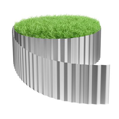 Aufun Metal Lawn Edging 20 m, Wavy Galvanized, 18 cm High, Silver