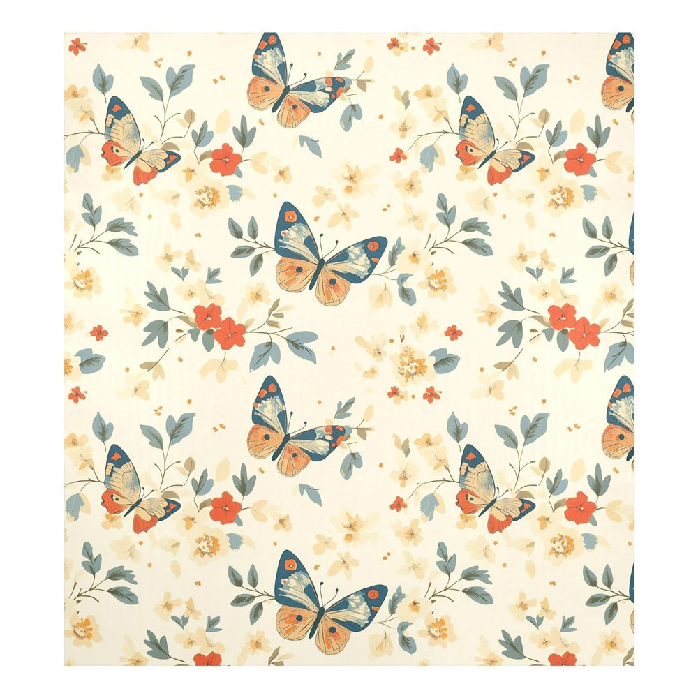 Refrigerator Magnet Cover, Cute Butterfly, Beige, 58.4 x 66 cm