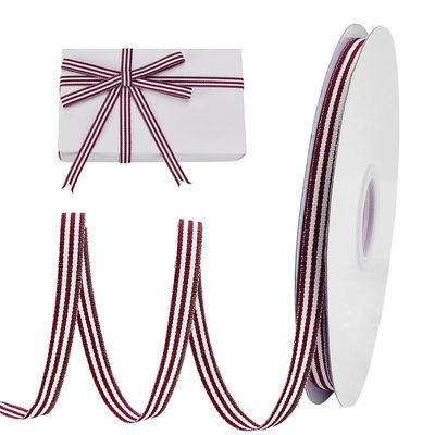 AHANDMAKER 45m Red and White Striped Wire Ribbon