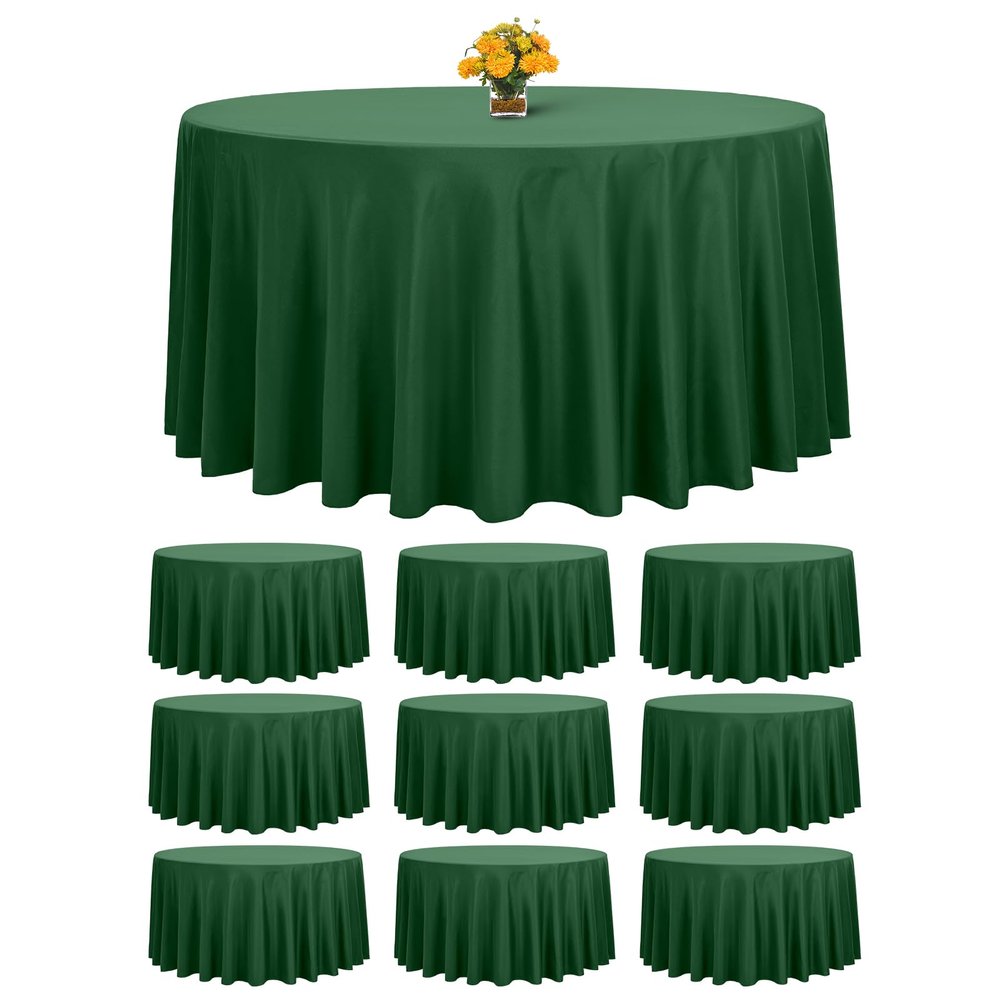 FXKS 10-Pack Round Tablecloths, 308 cm, Hunter Green