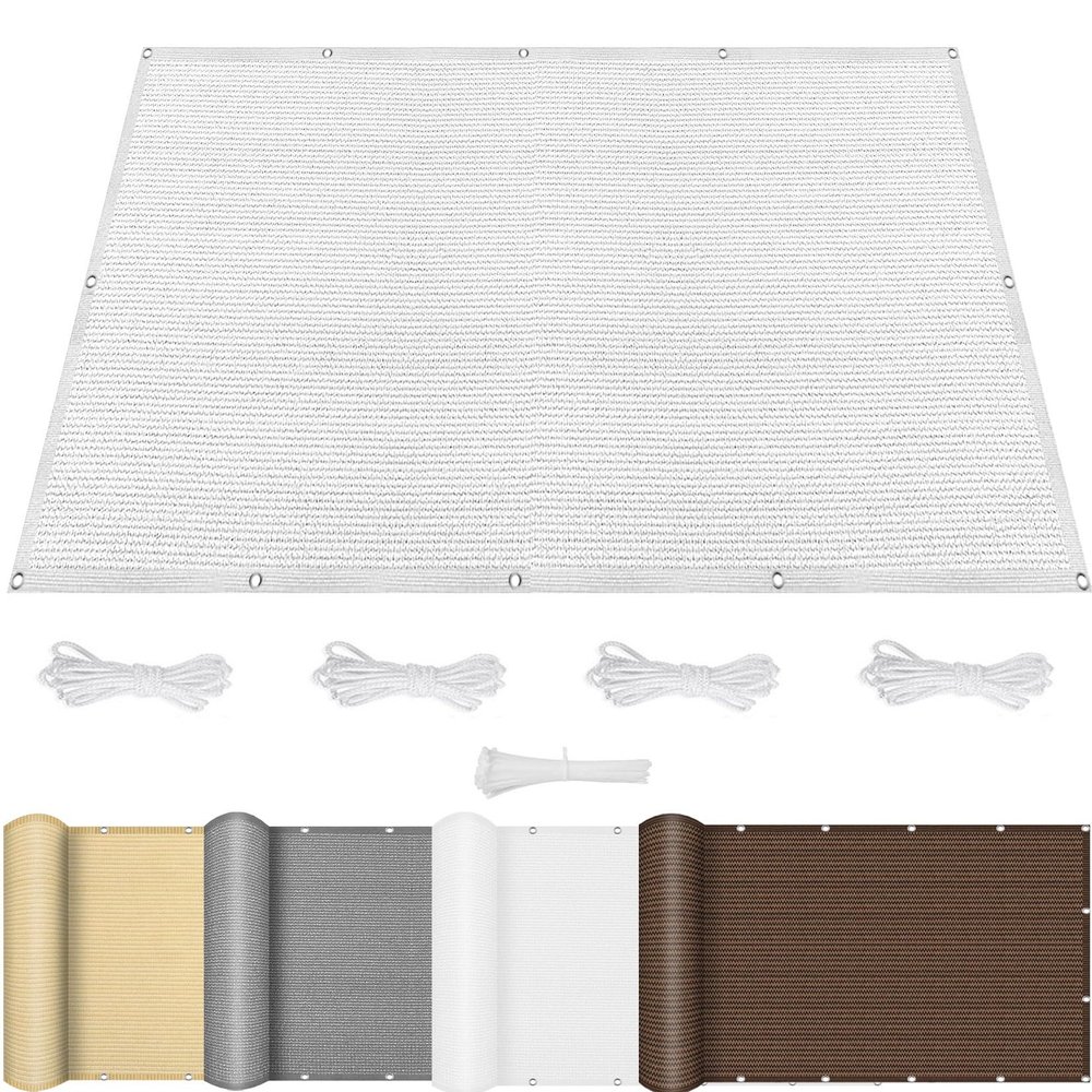 Shade Sail 95 x 110 cm, 95% UV Protection, Breathable Outdoor Sun Shade with Rope and Cable Ties, Custom Sizes, White