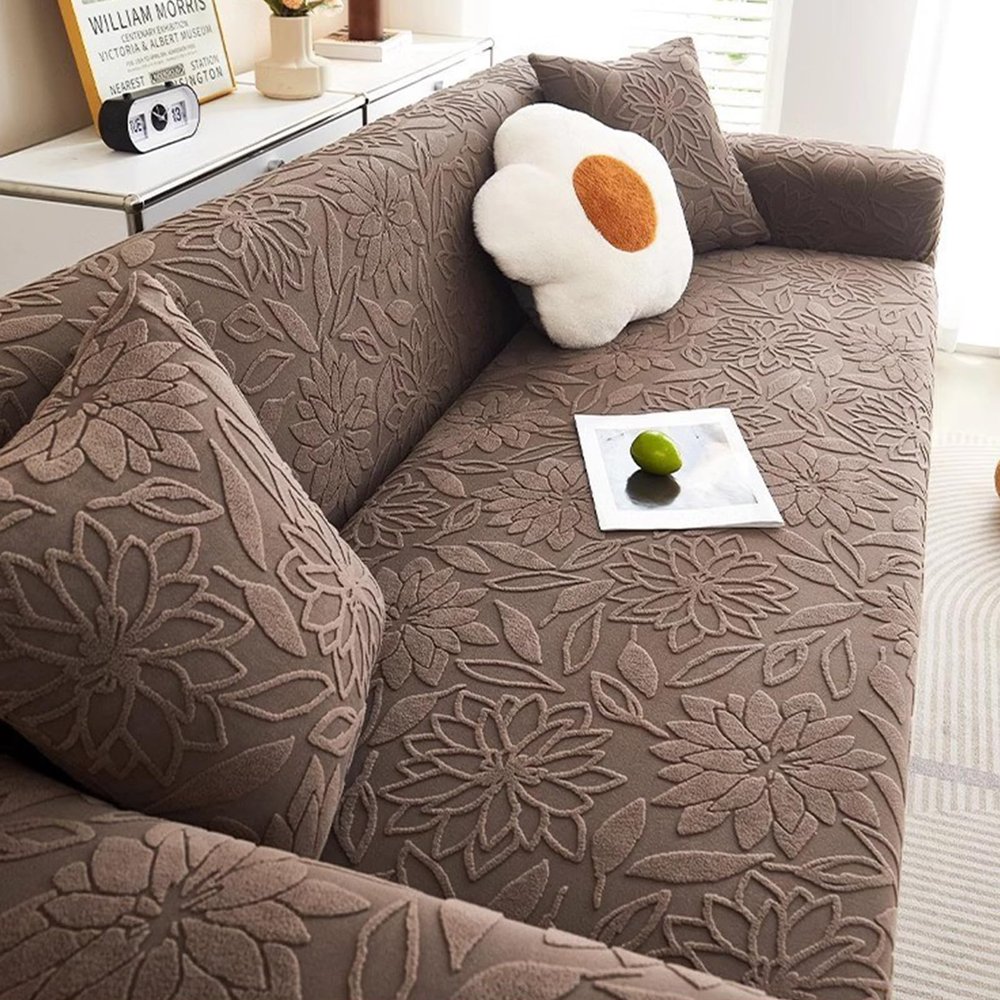 Pet Couch Cover for 4-Seater Sofa, Stretch Jacquard, 235–300 cm, Coffee