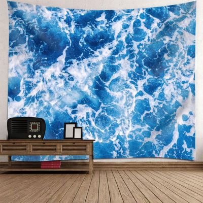 Homxi Kids' Room Tapestry Wall Decor, 300 W x 256 H cm, Ocean, White and Blue