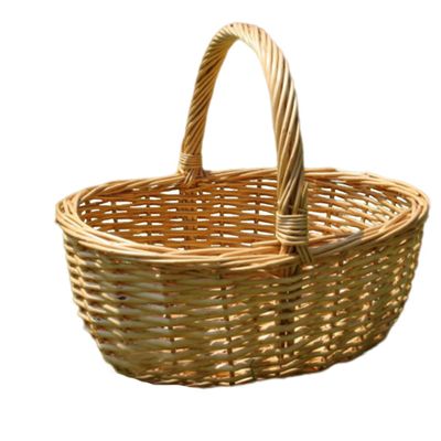 OnIUeZky Rustic Oval Woven Picnic Basket with Liner, Beige, 11.81 x 9.06 x 5.91 in