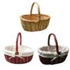 OnIUeZky Rustic Oval Woven Picnic Basket with Liner, Beige, 11.81 x 9.06 x 5.91 in view 3