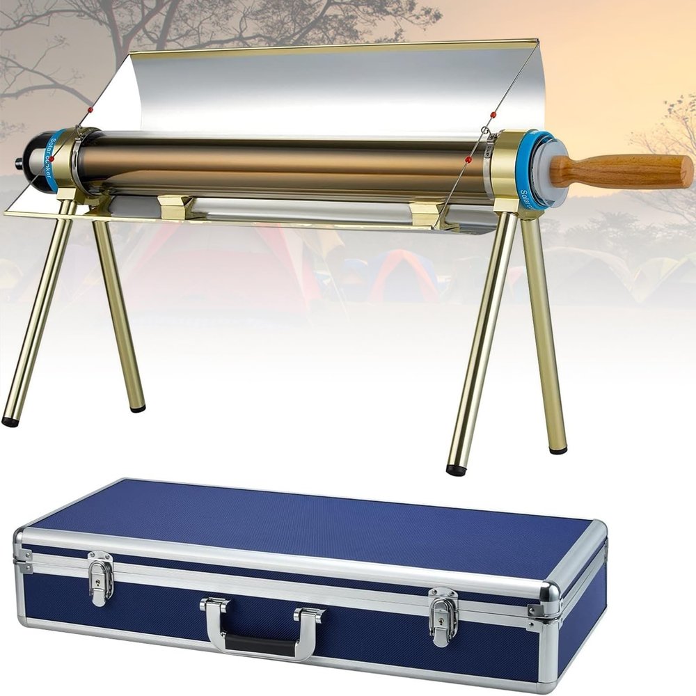 Portable Solar Oven Grill, Compact Parabolic Design for Camping, Hiking, RV Cooking, High-Efficiency Solar Cooker Set