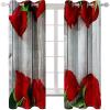 Homxi 2-Piece Kitchen Curtain Set, Blackout, 40 x 54 in, Gray/Red/Green Floral Pattern view 1