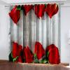 Homxi 2-Piece Kitchen Curtain Set, Blackout, 40 x 54 in, Gray/Red/Green Floral Pattern view 2