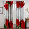 Homxi 2-Piece Kitchen Curtain Set, Blackout, 40 x 54 in, Gray/Red/Green Floral Pattern view 3
