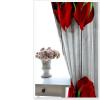 Homxi 2-Piece Kitchen Curtain Set, Blackout, 40 x 54 in, Gray/Red/Green Floral Pattern view 4
