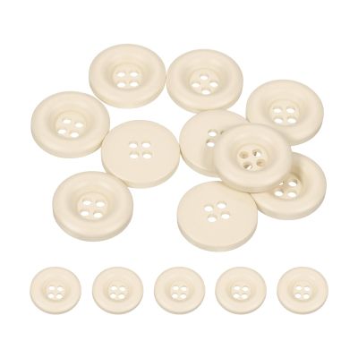 Sourcing Map Buttons, 15 mm, 4-Hole, Resin, Round, Beige, 10-Pack