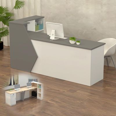 Wood Reception Desk with Storage, 100–300 cm