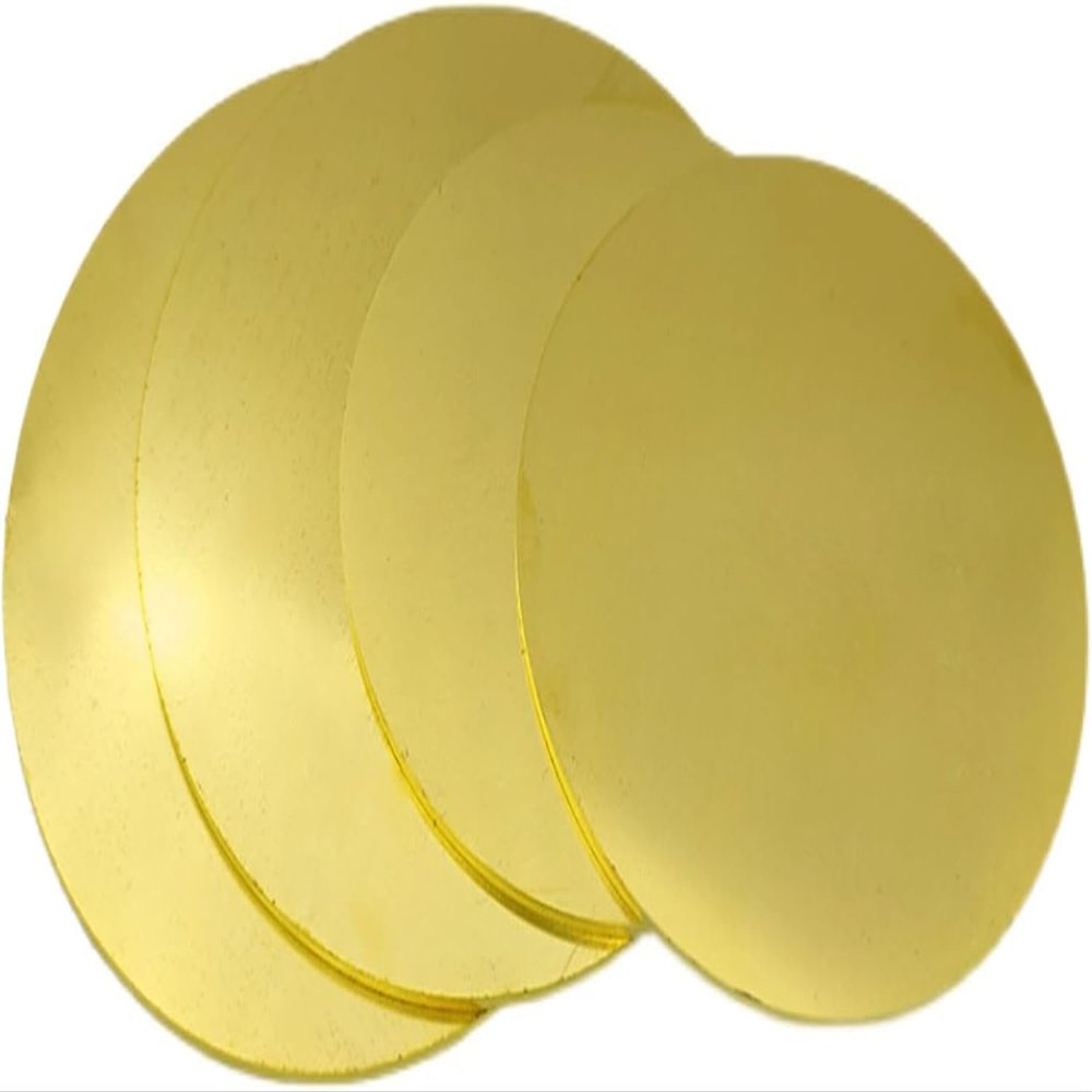 H62 Brass Round Plates, 4 Pieces, 0.5 mm Thick, 35–60 mm Diameters (50 mm)