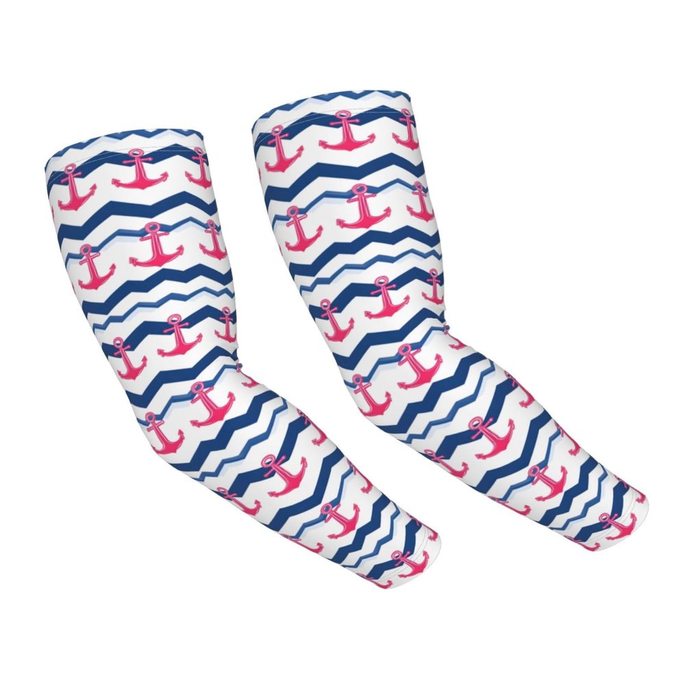 TZTTZT Arm Sleeves for Men and Women, Anchor Waves Print, Sun Protection, Cooling Volleyball Sleeves