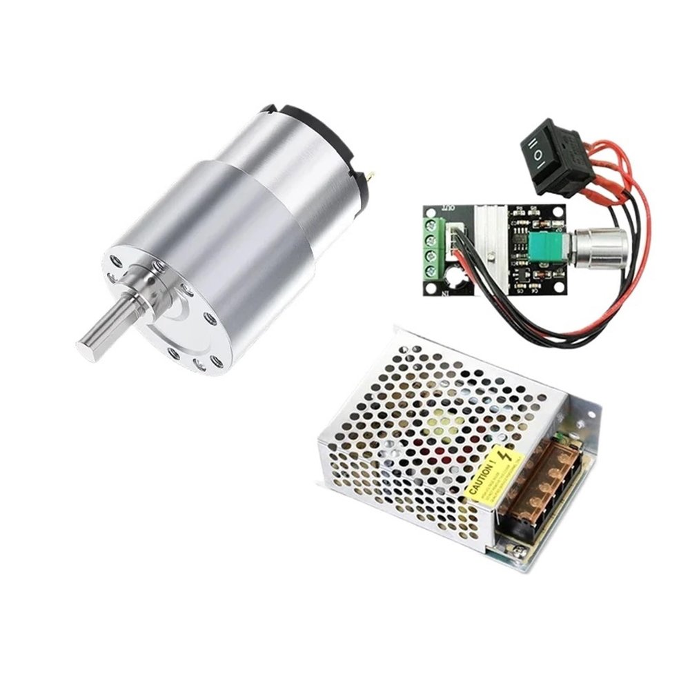 GUIPENG JGB37-520 DC 12V/24V Reduction Gear Motor, High Torque, 7-960 RPM, Reversible (Package B, 200_12V)