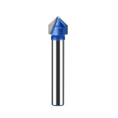 1PC/4PCS 6mm 1/4in Shank 90-Degree V-Type Slot Cutter, Solid Carbide (6mm x 9.52mm)