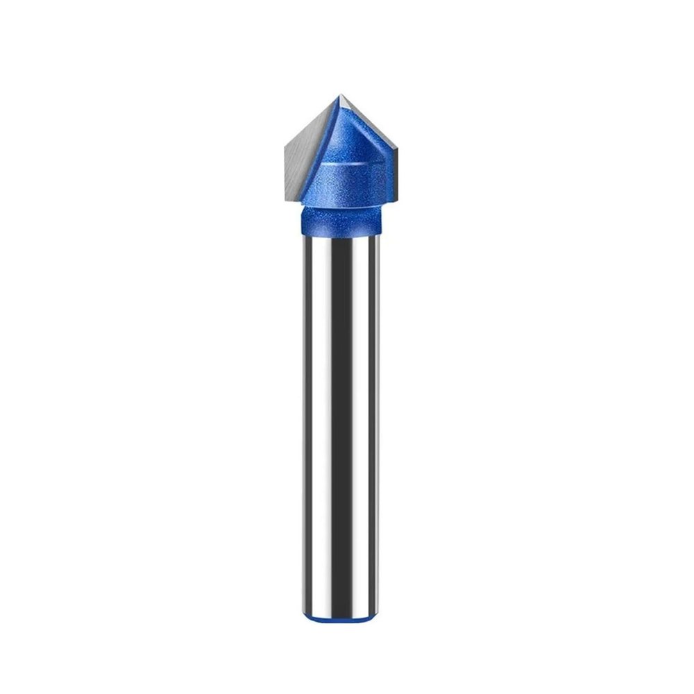 1PC/4PCS 6mm 1/4in Shank 90-Degree V-Type Slot Cutter, Solid Carbide (6mm x 9.52mm)